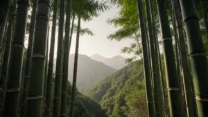 Japanese Bamboo Forest Vertical Green Zen Texture Design