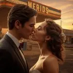 Kiss at the Vintage Gas Station