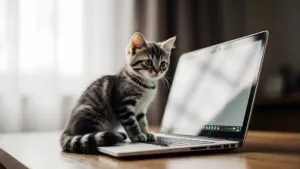 Kitten Sitting on a Laptop Screen