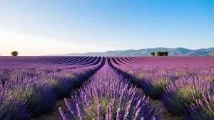 Lavender Field Purple Rows Provence Scene Summer Bloom