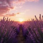 Lavender Field Sunset Purple Hues