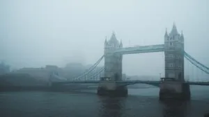 London Tower Bridge Foggy Morning View