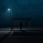 Lonely Shadow at the Bus Stop