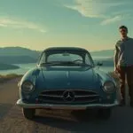 Man Standing Beside Vintage Car