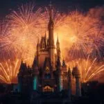 Midnight Fireworks Over Castle