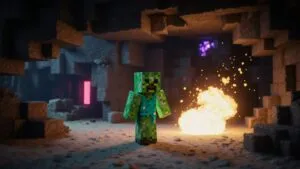 Minecraft Creeper Explosion Cave Mine