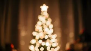Minimalist Christmas Tree Lights Bokeh Background Aesthetic