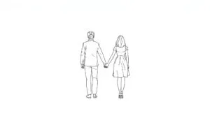 Minimalist Couple Holding Hands Line Art Drawing