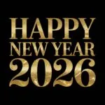 Minimalist Happy New Year 2026 Gold Typography
