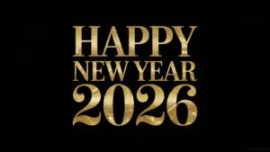 Minimalist Happy New Year 2026 Gold Typography