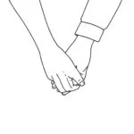 Minimalist Line Drawing Two Hands Holding