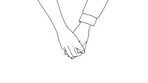 Minimalist Line Drawing Two Hands Holding