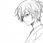 Minimalist Manga Line Art Character Sketch