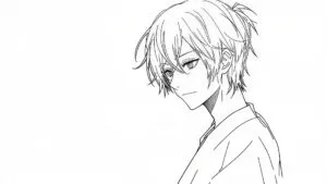 Minimalist Manga Line Art Character Sketch