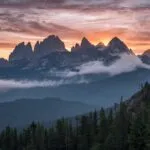 Misty Sunrise in the Dolomite Range