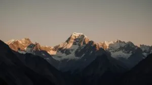 Mountain Range Alpenglow Golden Hour Minimalist Vista