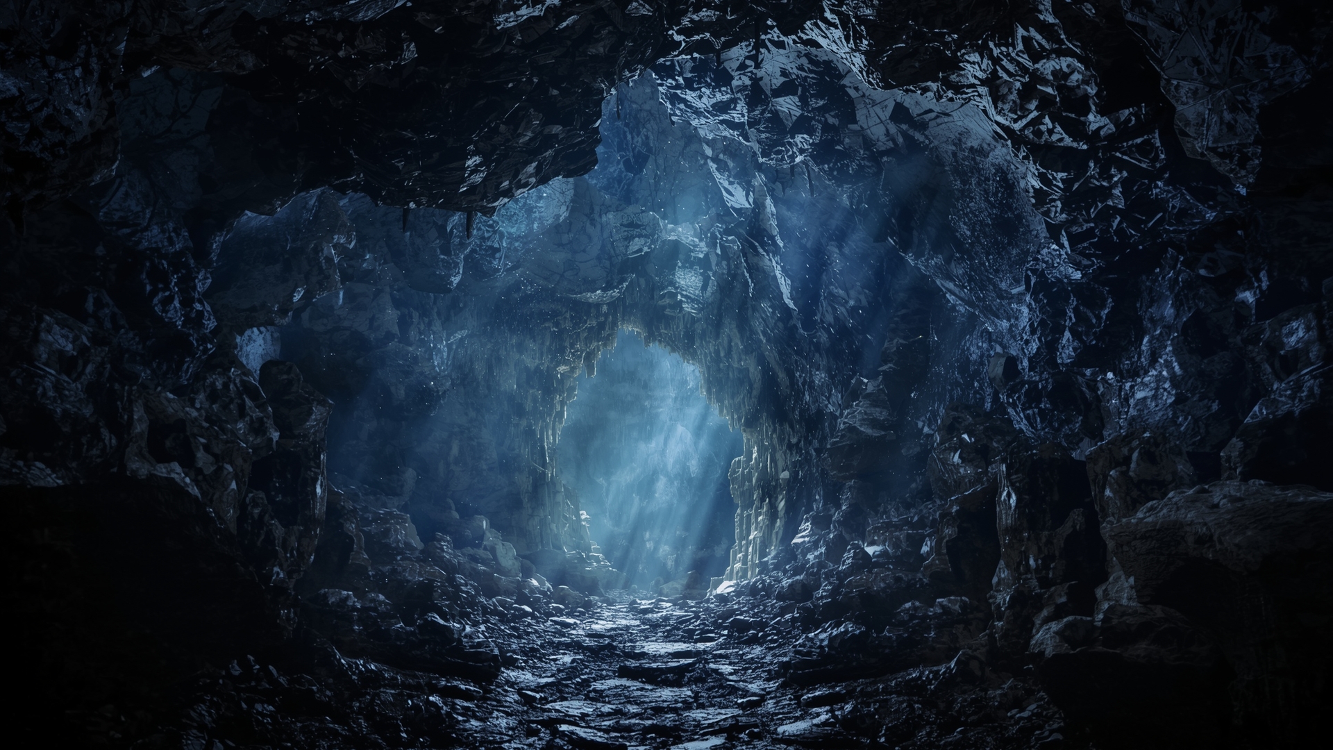 mysterious portal opening in a cave wallpaper, fantasy, cave, dark, magic, mysterious, opening, portal, sci-fi fantasy, desktop, mobile, background