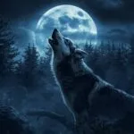 Mystical Wolf Howling Under Moonlight