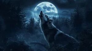 Mystical Wolf Howling Under Moonlight