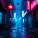 Neon Cyberpunk Alley View