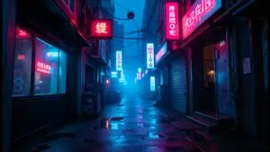 Neon Cyberpunk Alley View
