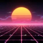 Neon Grid Landscape 80s Synthwave Sunset Cinematic