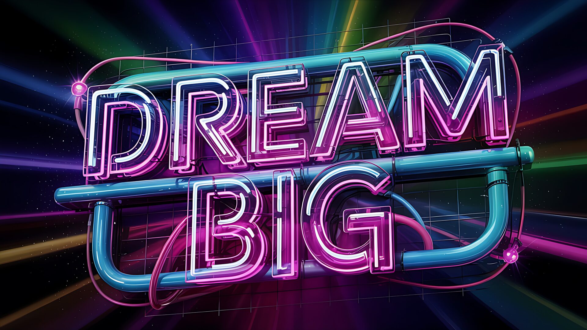 neon sign typography dream big retro aesthetic wallpaper, quotes & typography, dream big, glow, neon sign typography, retro aesthetic, synthwave, vibrant, desktop, mobile, background