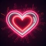 Neon Valentine’s Day Heart Typography Dark Vibe Design