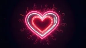 Neon Valentine’s Day Heart Typography Dark Vibe Design