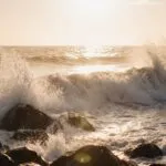 Ocean Waves Crashing Rocky Shore Dramatic