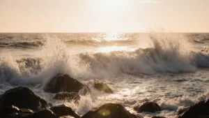 Ocean Waves Crashing Rocky Shore Dramatic