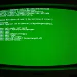 Old Macintosh Computer Screen Error Message Green Pixels
