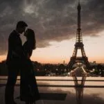 Paris Eiffel Tower Rainy Night Reflection View