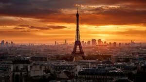Paris Eiffel Tower Sunset View Romantic