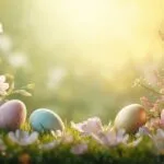 Pastel Eggs and Flowers for Easter Morning