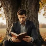 Pedro Pascal Reading Under an Old Oak in Autumn