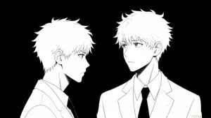 Philosophical Debate Two Figures Black Background