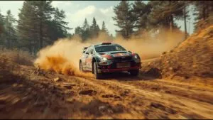 Rally Car Dirt Road Action Slide