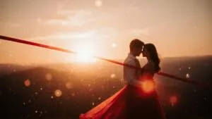 Red String of Fate Destiny Conceptual Art Abstract