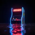 Retro Arcade Cabinet Game Neon Sign Light Reflection