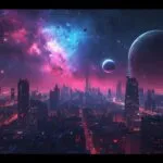 Retro Futurism Cyberpunk Cityscape Night