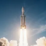 Rocket Launch Into Sky Dynamic Action Shot