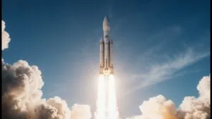 Rocket Launch Into Sky Dynamic Action Shot