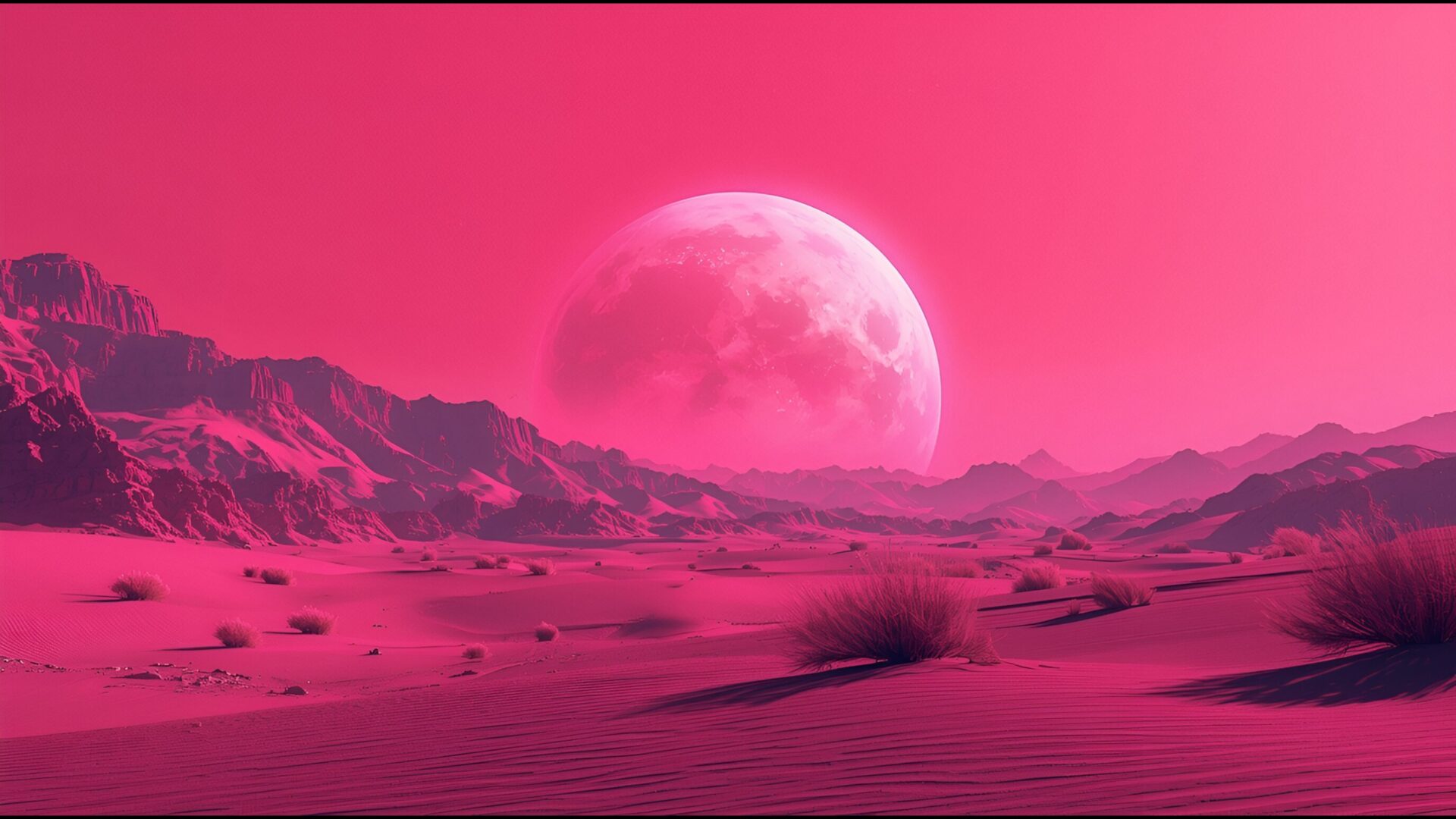 sci-fi landscape neon pink desert wallpaper, fantasy, alien planet, desert, futuristic, landscape, neon pink, sci-fi, desktop, mobile, background
