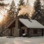 Secluded Cabin Woods Smoke Chimney Winter
