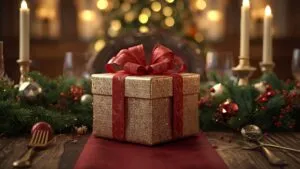 Secret Santa Gift Wrapped in Red