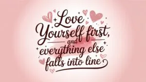Self Love Quote Pink Heart Aesthetic Typography