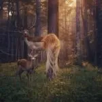 Serene Forest Deer Grazing at Dawn