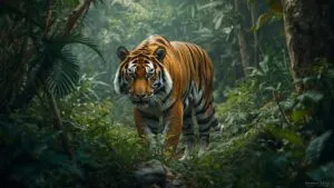 Serene Tiger Prowling in the Jungle
