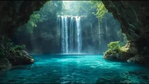 Serene Waterfall Hidden Fantasy Lagoon